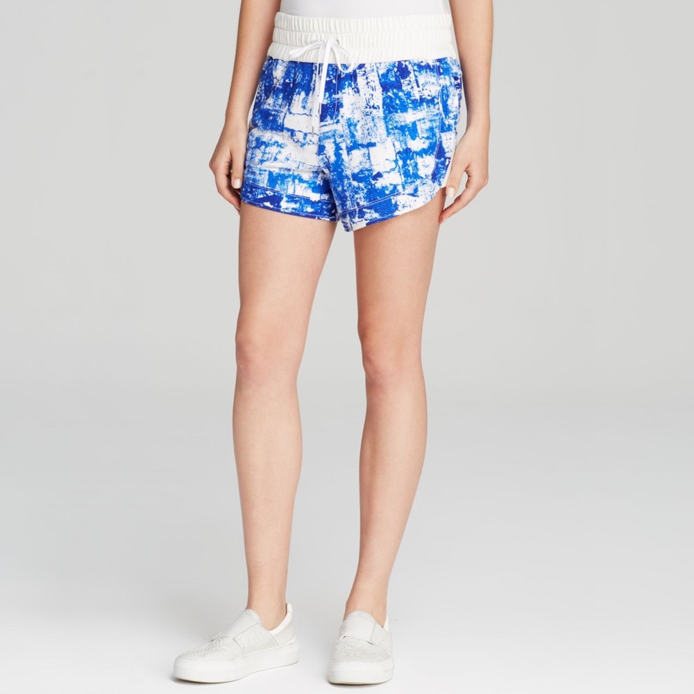 Helmut Lang Cobalt Blue/White Printed Track Shorts